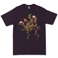 Plum Christmas deer and skeletons Premium Tee - FaDigitalArtStudio