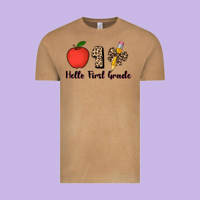 Hello First Grade Leopard 3200x2400 Vintage Tee Designed By Adodesignshop