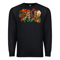 Black Fall vibes pumpkins Premium Sweatshirt - NancyCooperArtShop