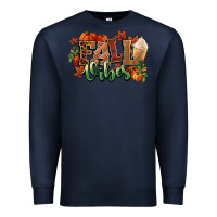 Navy Fall vibes pumpkins Premium Sweatshirt - NancyCooperArtShop