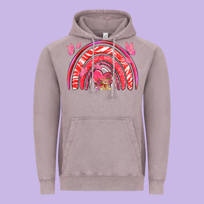 Valentines Day Rainbow With Heart Vintage Hoodie Designed By Nancycooperartshop