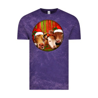 Cloud Purple Christmas Cow, Vintage Tee - Jasminsmagicworld