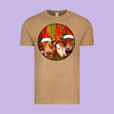Christmas Cow, Vintage Tee Designed By Jasminsmagicworld