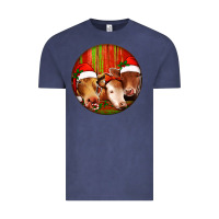 Vintage Denim Christmas Cow, Vintage Tee - Jasminsmagicworld