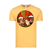 Vintage Mustard Christmas Cow, Vintage Tee - Jasminsmagicworld