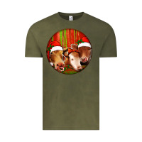 Vintage Olive Christmas Cow, Vintage Tee - Jasminsmagicworld