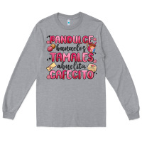 Heather Grey pandulce bunuelos tamales abuelita cafecito Long Sleeve Tee - MaliasSmallBusiness
