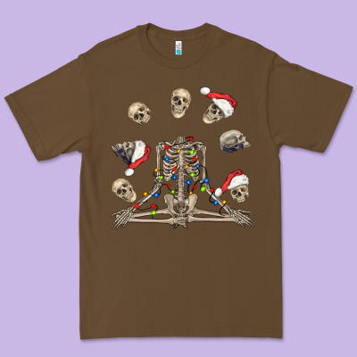 Christmas Human Skeleton And Skulls Premium Tee Designed By Fadigitalartstudio