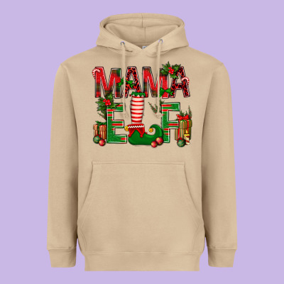 Christmas Mama Elf Heavyweight Hoodie Designed By Nancycooperartshop