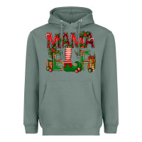 Sage Christmas Mama Elf Heavyweight Hoodie - NancyCooperArtShop