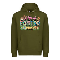 Army Green Happy Easter 2023 Premium Hoodie - HowdyJamesFarm