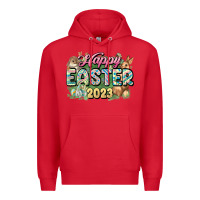 Red Happy Easter 2023 Premium Hoodie - HowdyJamesFarm