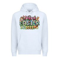 White Happy Easter 2023 Premium Hoodie - HowdyJamesFarm