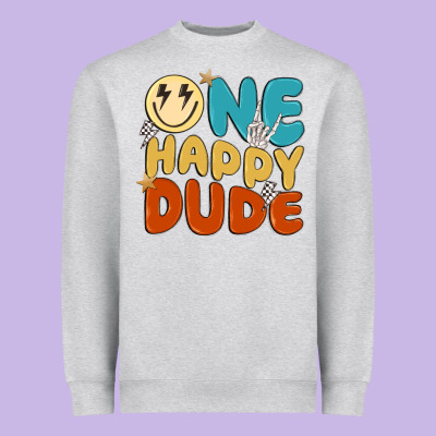 One Happy Dude Heavyweight Sweatshirt Designed By Maliassmallbusiness