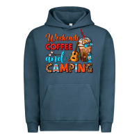 Pigment Midnight Navy weekends coffee and camping frappe coffee Urban Hoodie - FaDigitalArtStudio