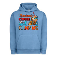 Pigment Pebble Blue weekends coffee and camping frappe coffee Urban Hoodie - FaDigitalArtStudio