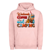 Pigment Salmon weekends coffee and camping frappe coffee Urban Hoodie - FaDigitalArtStudio