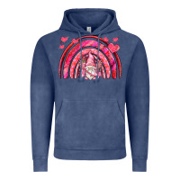 Vintage Denim valentines day rainbow with cupid gnome Vintage Hoodie - NancyCooperArtShop