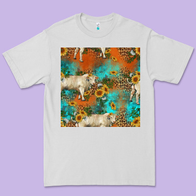 Western Charolais Cow Seamless Pattern Premium Tee Designed By Hra Design Shop