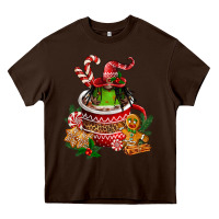 Chocolate Brown christmas coffee afro gnome Heavy Core Tee - FaDigitalArtStudio