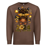 Chestnut 2024 happy new year  afro messy bun Premium Sweatshirt - texasbilliewilder