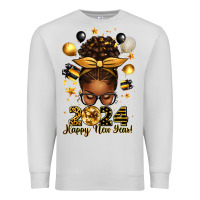 Dove Grey 2024 happy new year  afro messy bun Premium Sweatshirt - texasbilliewilder