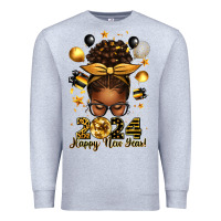 Heather Grey 2024 happy new year  afro messy bun Premium Sweatshirt - texasbilliewilder