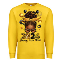 Lemon 2024 happy new year  afro messy bun Premium Sweatshirt - texasbilliewilder