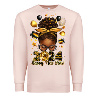 Pale Pink 2024 happy new year  afro messy bun Premium Sweatshirt - texasbilliewilder