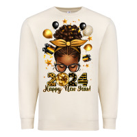 Sandshell 2024 happy new year  afro messy bun Premium Sweatshirt - texasbilliewilder