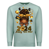 Seafoam 2024 happy new year  afro messy bun Premium Sweatshirt - texasbilliewilder
