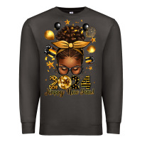 Smoke 2024 happy new year  afro messy bun Premium Sweatshirt - texasbilliewilder