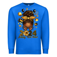 True Royal 2024 happy new year  afro messy bun Premium Sweatshirt - texasbilliewilder
