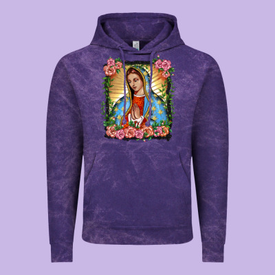 Lady Of Guadalupe Portrait Vintage Hoodie Designed By Barkaloodesign
