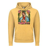 Vintage Mustard lady of guadalupe portrait Vintage Hoodie - BarkalooDesign