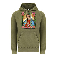 Vintage Olive lady of guadalupe portrait Vintage Hoodie - BarkalooDesign