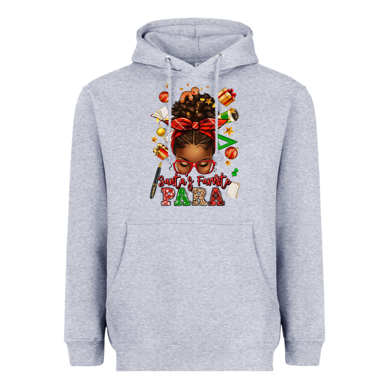 Santa's Favorite Para Afro Messy Bun Heavyweight Hoodie by texasbilliewilder | Teevron
