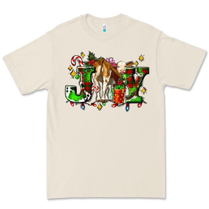 Joy With Baby Cow And Christmas Gifts Mistletoe Premium Tee by AdoDesignShop | Teevron