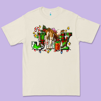 Joy With Baby Cow And Christmas Gifts Mistletoe Premium Tee Designed By Adodesignshop