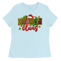 Baby Blue Christmas granna claus Ladies Tee - FaDigitalArtStudio