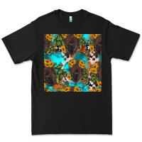Black western bison and sunflowers seamless pattern Premium Tee - HRA Design Shop