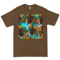 Cacao western bison and sunflowers seamless pattern Premium Tee - HRA Design Shop