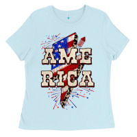 Baby Blue America 4th of July Ladies Tee - CowGirlArtShop