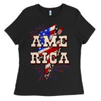 Black America 4th of July Ladies Tee - CowGirlArtShop