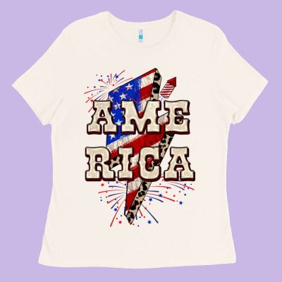 America 4th Of July Ladies Tee Designed By Cowgirlartshop