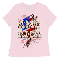 Bubblegum Pink America 4th of July Ladies Tee - CowGirlArtShop