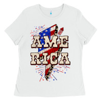 White America 4th of July Ladies Tee - CowGirlArtShop