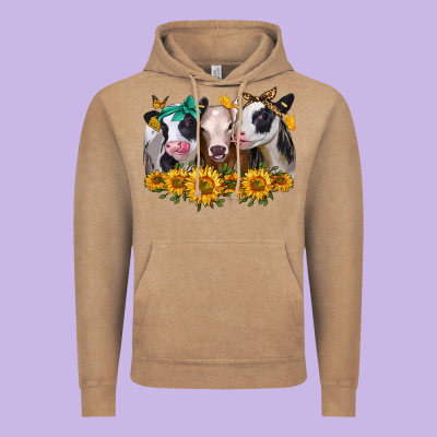 Sunflower Heifers Vintage Hoodie Designed By Jasminsmagicworld