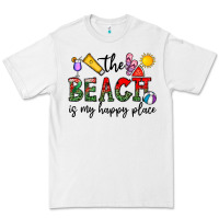 White the beach is my happy place Premium Tee - CowhideDigitalArt