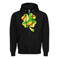 Black st. patrick's day clover softball Zipper Hoodie - Artiststas